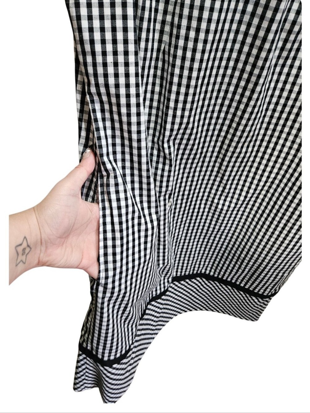 0207 Rabbit Rabbit Rabbit Designs Gingham Dress Black White Size 12 Retro Fall - Picture 4 of 14